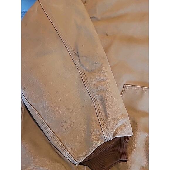 VTG Carhartt Full Zip Hoodie Jacket 3XL Tan USA Thrashed Workwear GUC - Picture 6 of 12